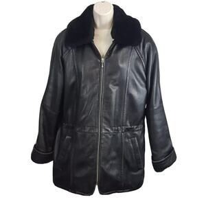 Pelle Studio Mens S Black Leather Coat Bomber Aviator Thinsulate Fur Collar
